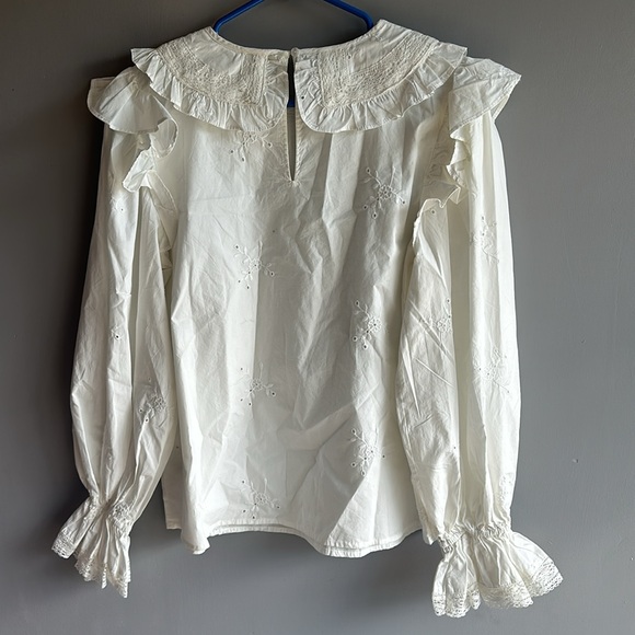 River Island + White Long Puff Sleeve
Collar Blouse size 10 great condition - Picture 5 of 5